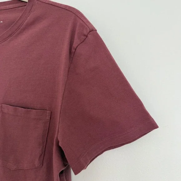 Everlane Uniform Pocket T Shirt Tee Medium Short Sleeves Organic Cotton Burgundy - Picture 4 of 9